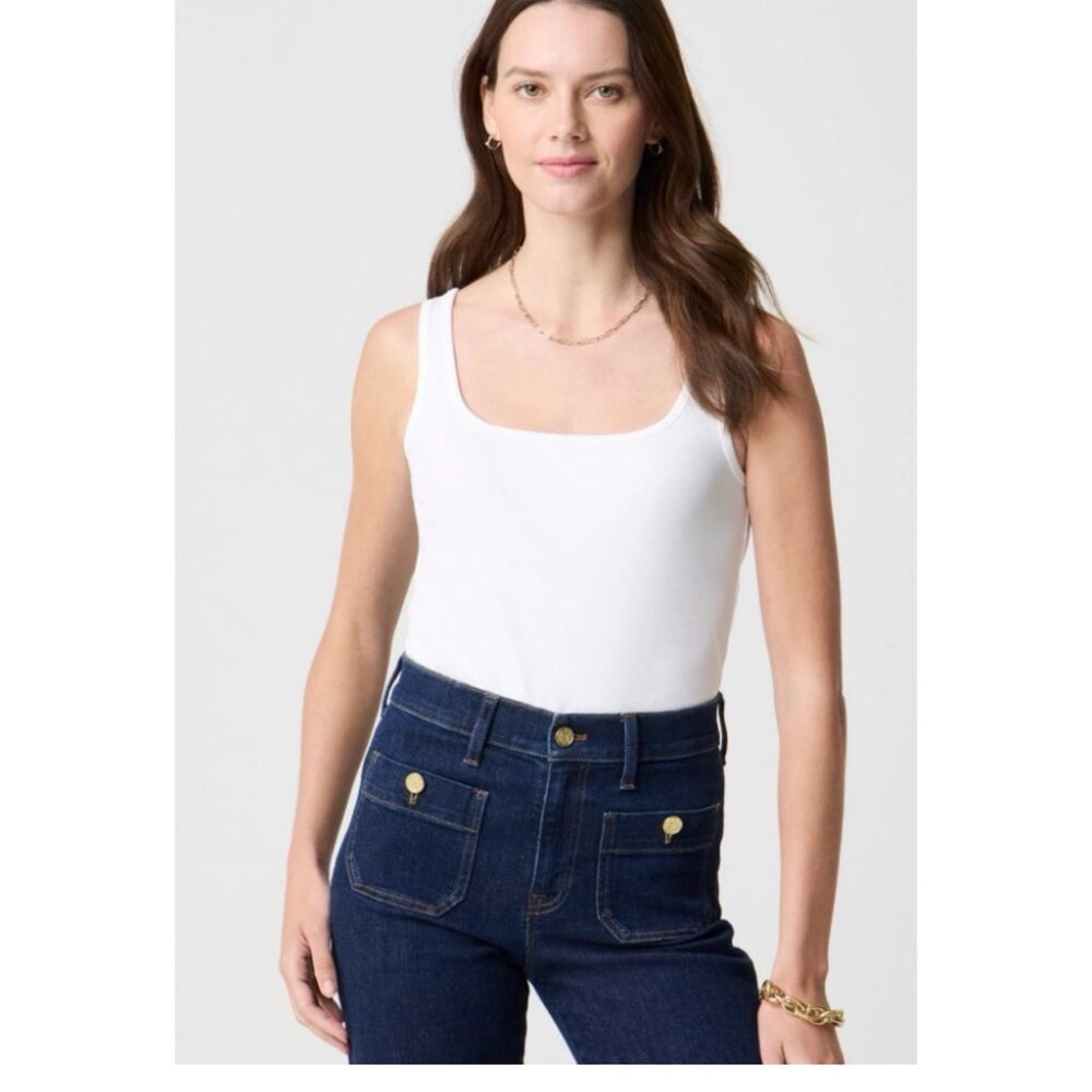 J Crew Essential Square Neck Tank Top XL WHITE SHIRT TOP CJ071 J.Crew